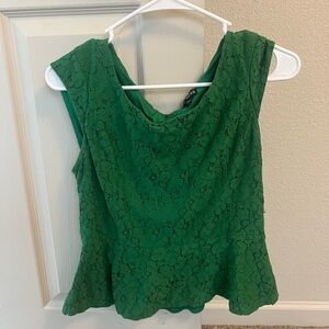 Green Lace Sleeveless Top